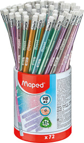 BOTE 72 LAPIZ GRAFITO MAPED HB PLASTICO GLITTER CON GOMA | 72 UNIDADES | (MAPED)
